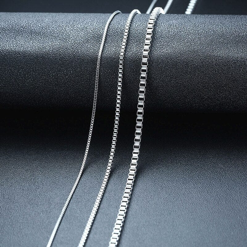 Square Box Link Men Necklace,Stainless Steel Chain Lliks Necklaces,With 21-24 Inches (2.1mm-5mm Wide) 0 Blueen Store 